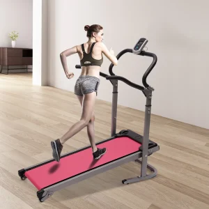 Foldable Non-Electric Treadmill with Anti-Slip Running Belt, 264.55lbs Capacity, Cushioned Support Frame,
