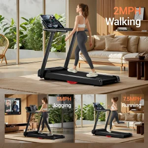 3.0HP Brushless Foldable Home Treadmill | 300LB Capacity | HR Monitor & Dual Shock Absorption